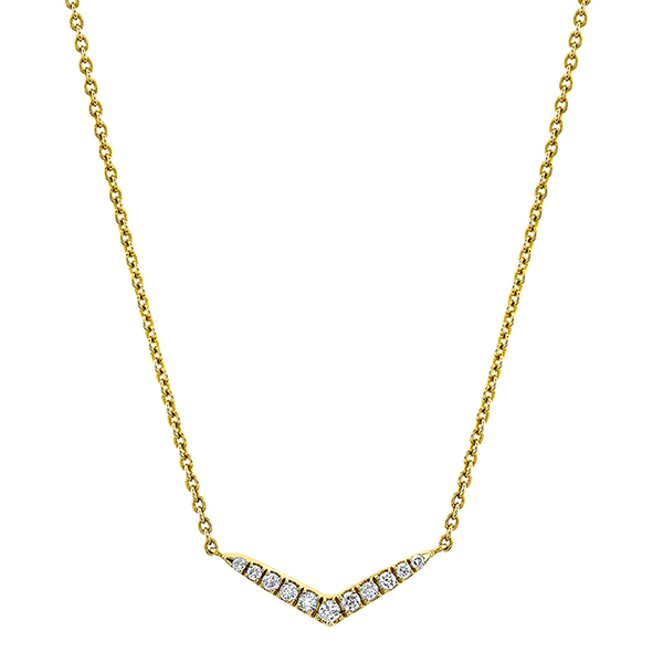 18K WG Diamond V-Shaped Pendant on Cable Chain